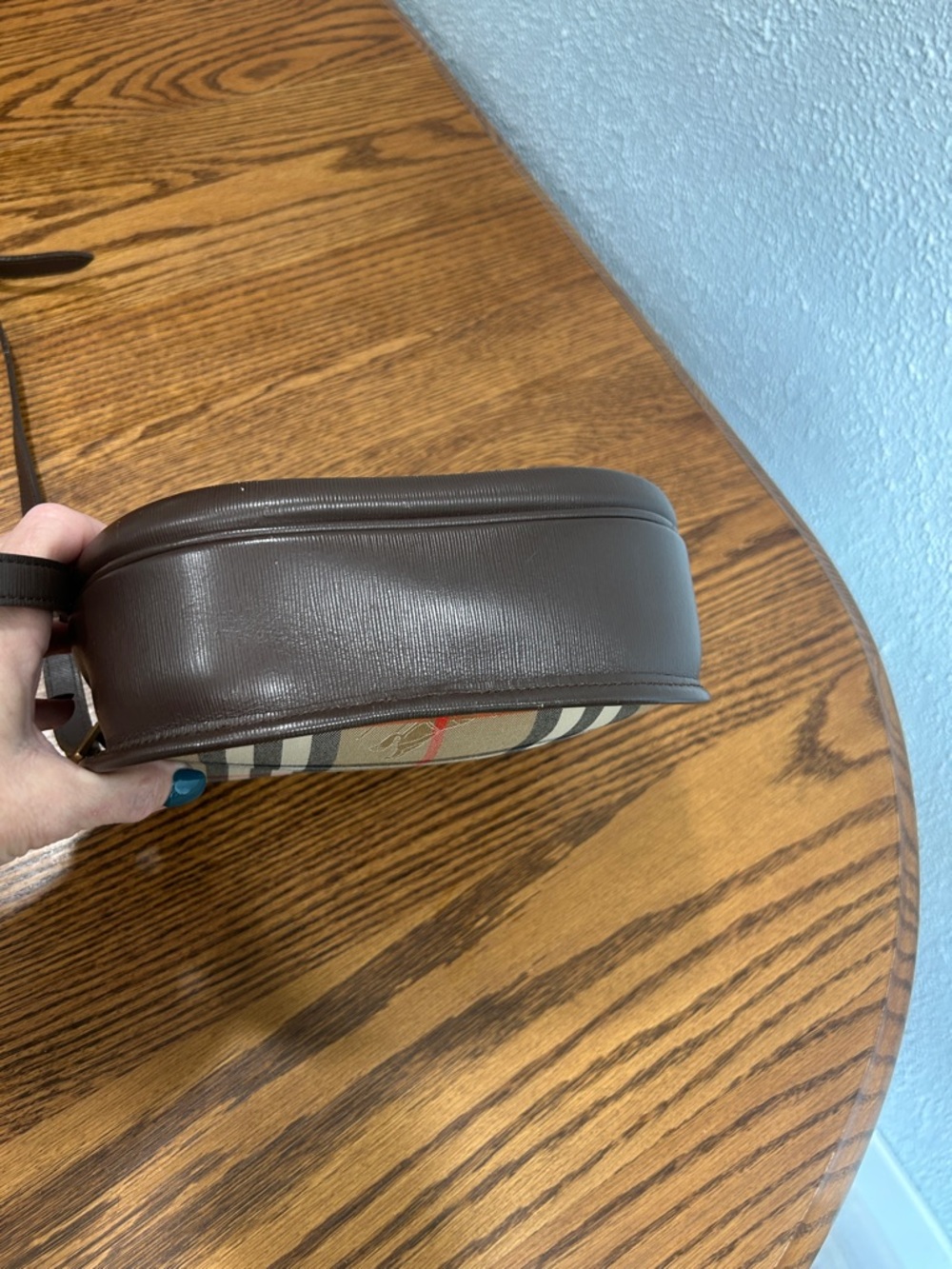 Burberrys Brown Leather and Nova Check Crossbody Bag - Picture 6 of 16